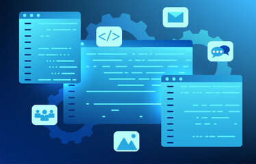 software system development technology it is a screen for writing code to give instructions for usin