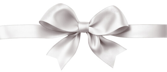 Wall Mural - White silver ribbon and bow, cut out