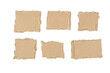 Trozos de cartón recortado marrón sobre fondo blanco