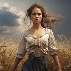 Woman in a wheat field. Agriculture and husbandry.