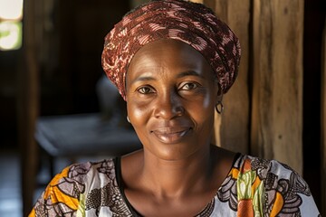 An african woman middle-age smile at camera