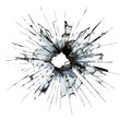 Bullet Hole in Broken Glass Isolated on Transparent or White Background, PNG