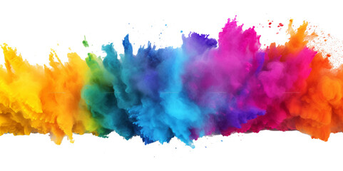colorful vibrant rainbow holi paint color powder explosion with bright colors isolated white backgro