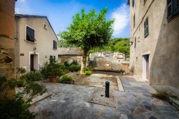 Sticker - The Small Square Piazza Paulaccia in the Beautiful Village of Vescovato, Corsica