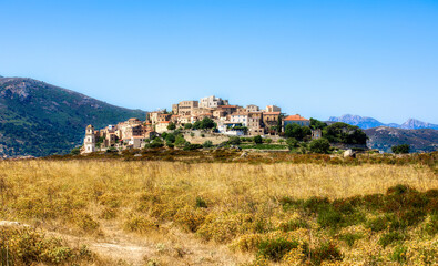 Wall Mural - The Beautiful Medieval Village of Sant’Antonio on a Hilltop in the Balagne Region on Corsica