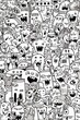 © Sakrapee Nopparat - Illustration of coloring book doodle crowd cute alien monster Created with Generative AI technology.