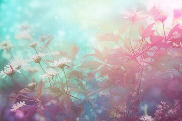 Wall Mural - Field colorful blooming flower in pastel color for background Created with Generative AI technology.