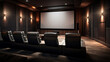 © Textures & Patterns - a modern home theater with reclining chairs and a large projection screen and a popcorn machine