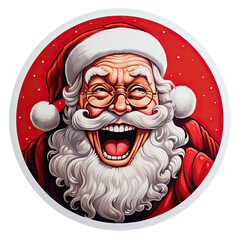 Wall Mural - Happy Santa Sticker. Smiling Santer Claus. Joyful Father Christmas. Grinning Xmas Santa.