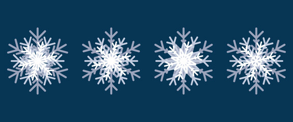 Paper cut snow flake icon vector illustration. Set of a 3d snowflake on isolated background. Christmas sign concept.