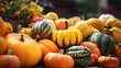 Autumn Harvest: Colorful Pumpkins in a Rustic Setting