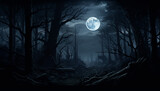 Fototapeta Londyn - spooky halloween background with moon  generating by AI technology