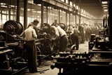 Fototapeta  - 19th-Century Brick Factory in Vintage Black and White 