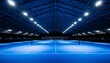 captivating image of an empty tennis court illuminated by the serene solitude of a grand stadium
