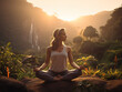 Calming Yoga session during sunrise in the jungle