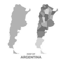 Greyscale vector map of Argentina with regions and simple flat illustration