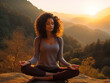 Yoga in the rising morning sun with a black woman