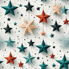 Wall Mural - Festive Snowflake Wrapping Paper Seamless Tileable Pattern Design.