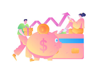 Internet financial management investment flat vector concept operation hand drawn illustration
