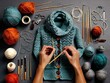 A Knolling photography Knitting and Crocheting