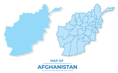  Vector Afghanistan map set simple flat and outline style illustration