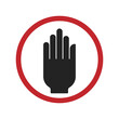 Isolated red black round sign Hand for Authorized Personnel Only, Do not enter sign, No trespassing, Prohibit people from passing, Staff Only, Stop