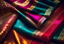 Luxury Indian Colorful Sari In Minimal Style
