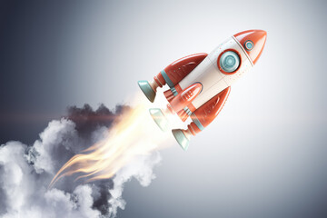 Wall Mural - rocket ascending through clouds, symbolizing breakthrough innovation, generative ai