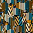 
seamless color vector pattern featuring retro style city buildings, for decorating interiors and urban scenes