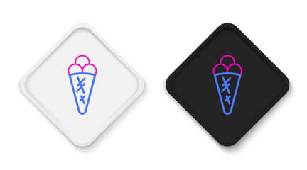 Poster - Line Ice cream in waffle cone icon isolated on white background. Sweet symbol. Colorful outline concept. Vector