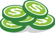 Dollar coin logo icon with swoosh graphic element