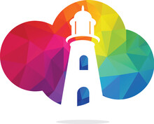 Lighthouse And Cloud Vector Logo Design. Lighthouse Icon Logo Design Vector Template Illustration.