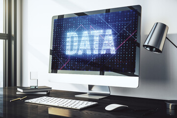 Wall Mural - creative data word sign on modern laptop screen. 3d rendering