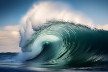 A Single Wave Is Forming In The Ocean