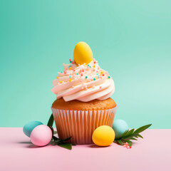 Easter cupcake with spring decor 