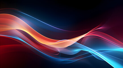 Canvas Print - Abstract background with dynamic wavy lines on a dark background. Futuristic technology wallpaper.