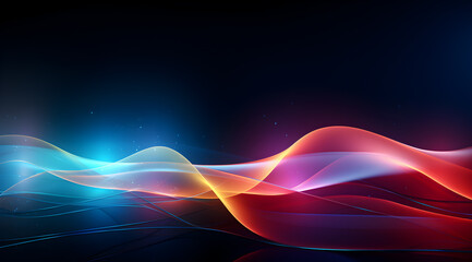 Poster - Abstract background with dynamic wavy lines on a dark background. Futuristic technology wallpaper.