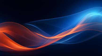 Poster - Abstract background with dynamic wavy lines on a dark background. Futuristic technology wallpaper.