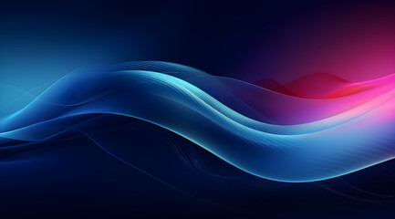 Poster - Abstract background with dynamic wavy lines on a dark background. Futuristic technology wallpaper.