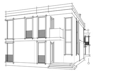 architectural sketch vector 3d illustration