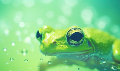 Sticker - A frog with big eyes and a green background, AI