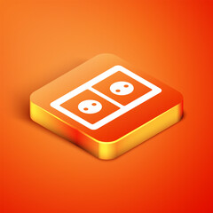 Poster - Isometric Electrical outlet icon isolated on orange background. Power socket. Rosette symbol. Vector