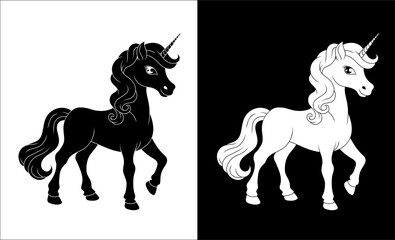 Wall Mural - Unicorn Horn Horse Animal Cartoon Mascot From Myth