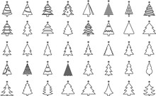 Christmas Tree, Spruce, Pine Line Icon Vector Image.