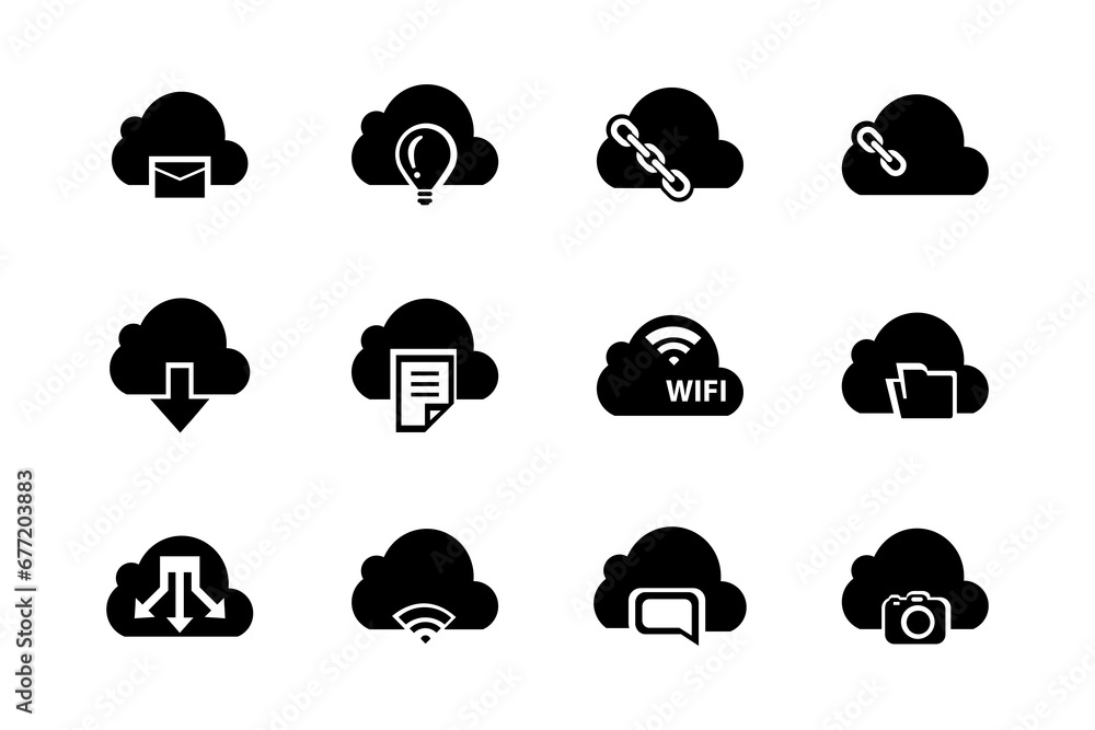 Simple Set of Computer Cloud Related Vector Line Icons. Contains such ...
