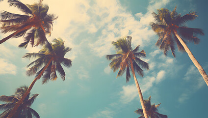 Wall Mural - palm trees against blue sky ai generative