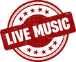© muh - Live music round red grunge stamp