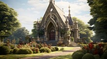 A Charming Victorian Mausoleum, Surrounded By The Quiet Beauty Of A Cemetery, A Place Where History And Memory Intertwine