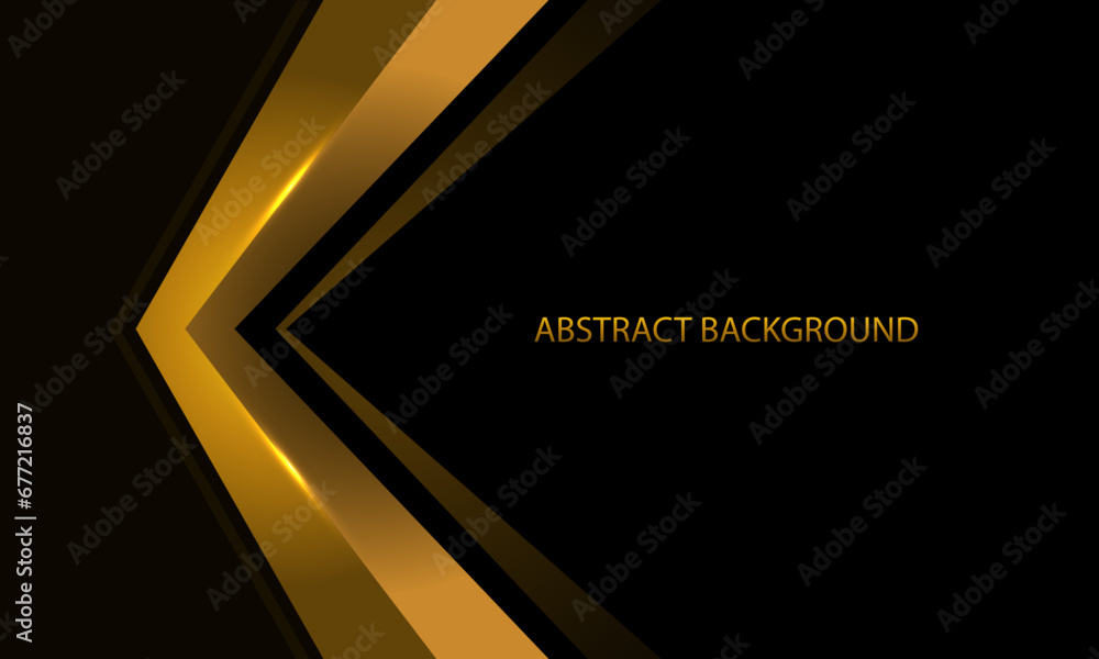 Abstract golden arrow direction geometric on black with blank space ...
