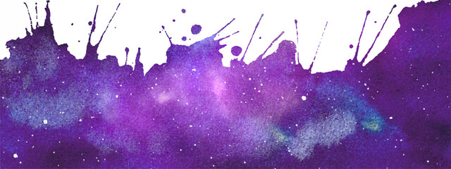 Wall Mural - vector cosmic illustration for border. beautiful colorful space background. watercolor cosmos